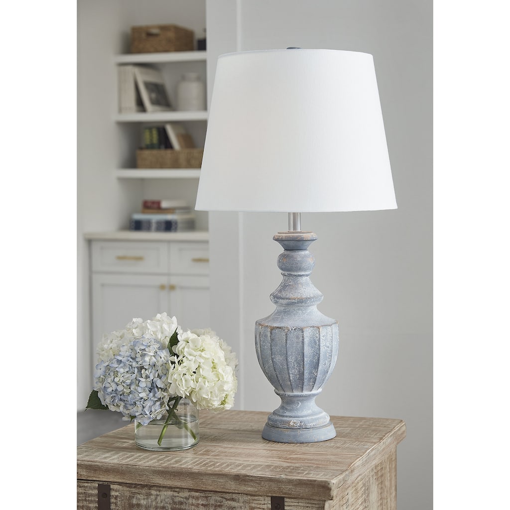 Signature Design by Ashley Cylerick Antique Blue Table Lamp - 16.13" W x 16.13" D x 31.5" H