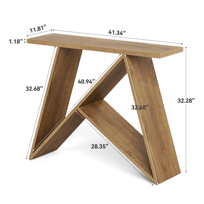 41'' Entryway Console Table, Behind the Couch Table with Geometric Base