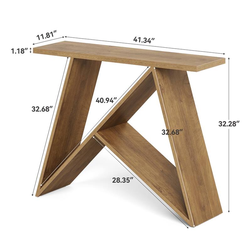 41.3 Inch Console Table, Modern Entryway Table with Geometric Base