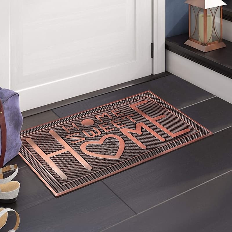 A1HC Home Sweet Home Rubber Pin Mat Heavy Duty Doormat, Copper - 24"x39"