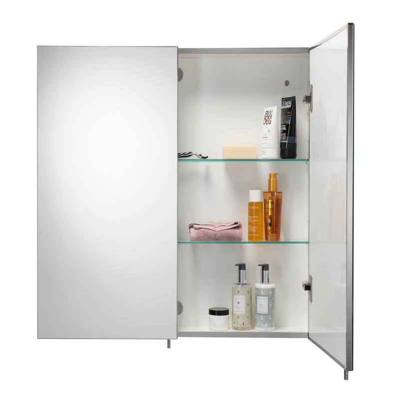 Croydex Finchley Double Door Bathroom Mirror Medicine Cabinet, Easy Install, Wall Mount (24x26 in)