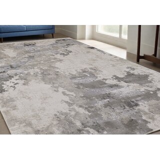 HomeRoots 5' X 8' Ivory And Gray Abstract Stain Resistant Area Rug - 5 ...