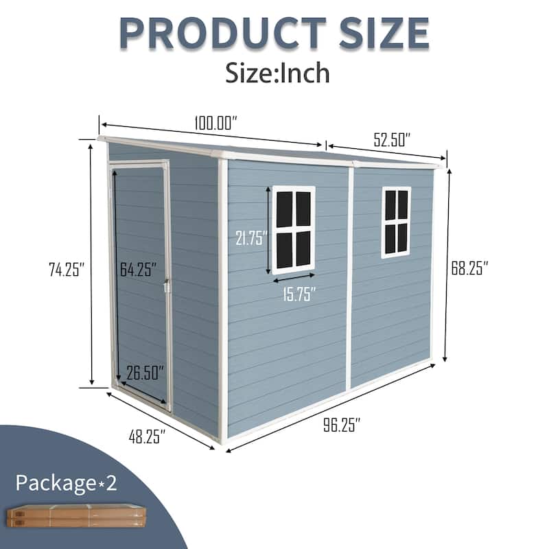 Resin Outdoor Garden Shed with Lockable Door Storage Shed, UV-Protected, Weatherproof Floor for Backyard