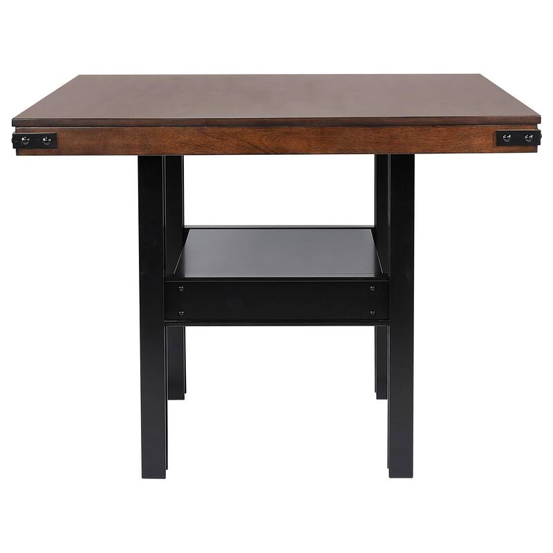 Patter Counter Height Dining Table, Shelf, 60 Inch Black Brown Wood