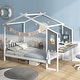 preview thumbnail 1 of 8, Gymax Full Size Kids House Bed w/ Study Desk & Removable Box Drawers White - Full