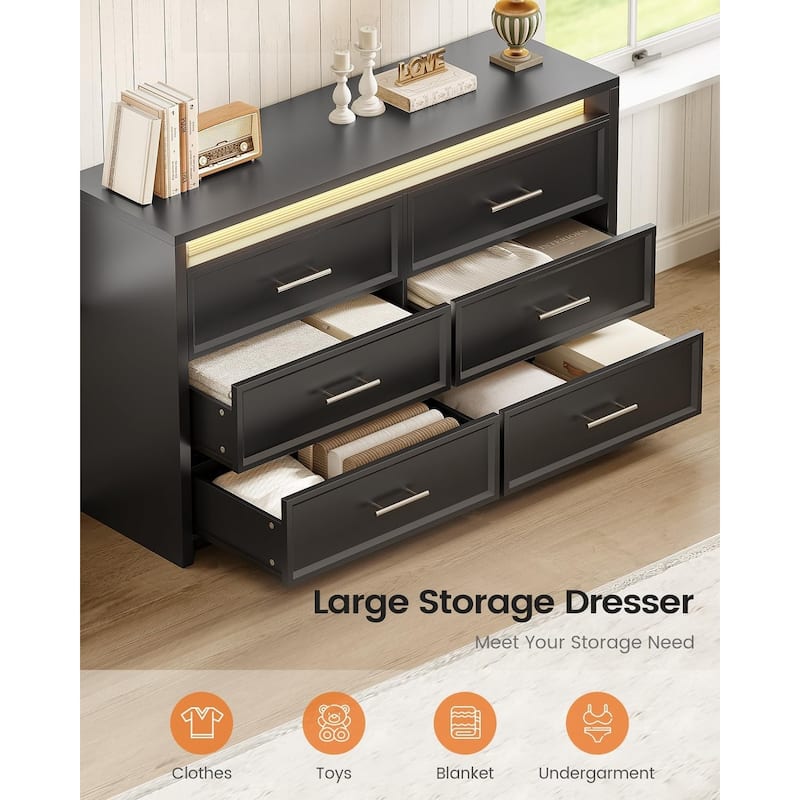 Dresser for Bedroom with Drawers Mid-Century Modern Dresser 3 Color Lights