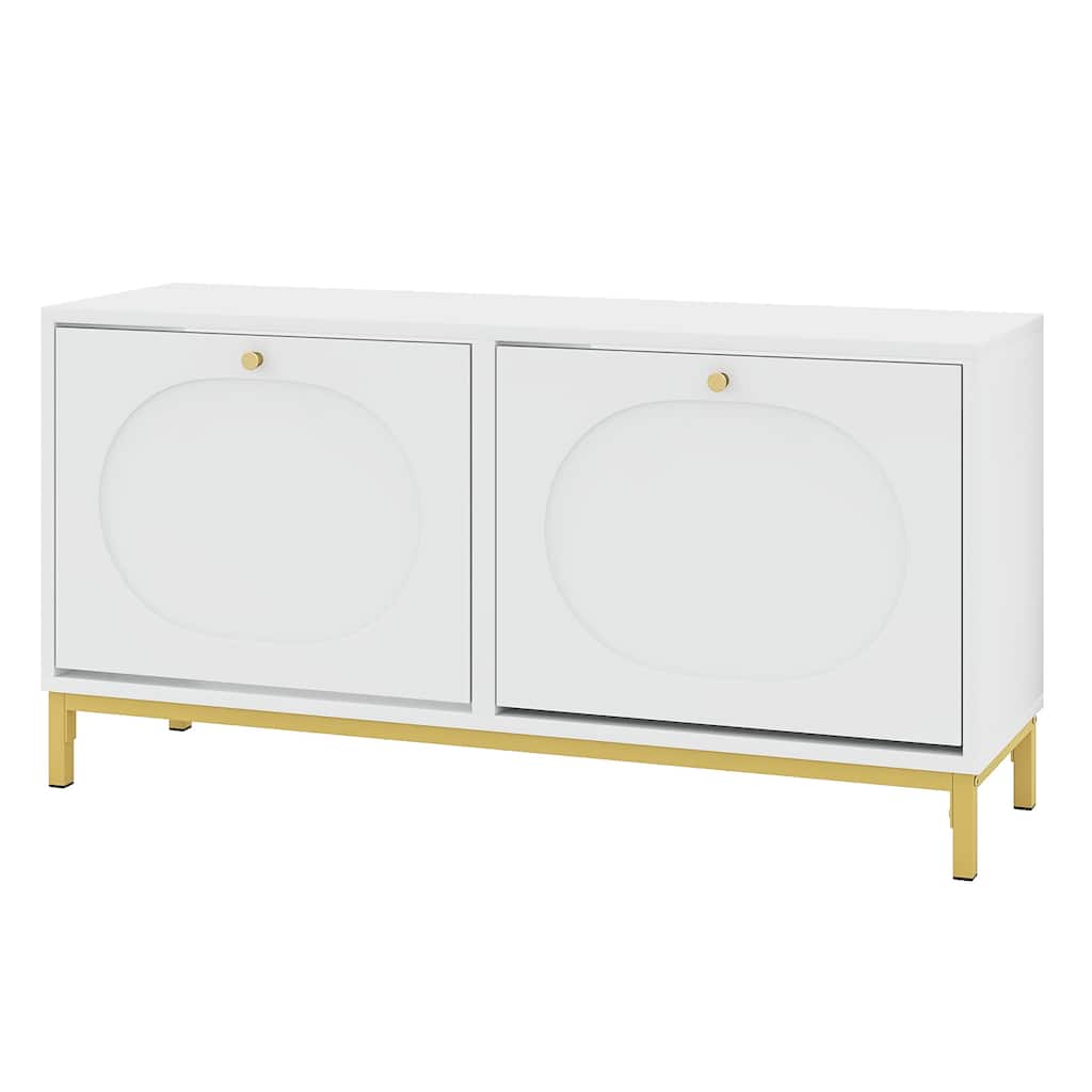 Gymax Shoe Storage Bench Narrow Entryway Bench w/ 2 Flip Drawers &