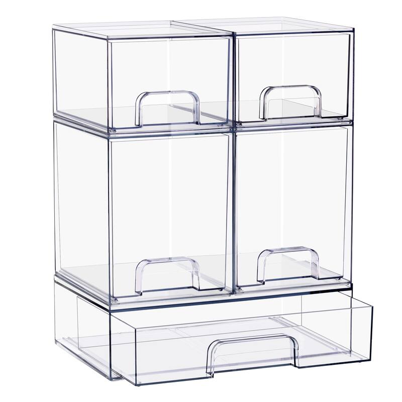 Sorbus Stackable Acrylic Storage Drawers, Clear Plastic Organizer Bins for Countertop Organization