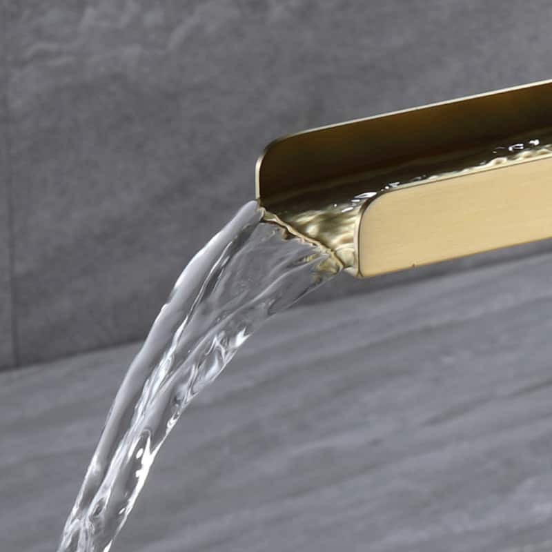 Floor Mounted Waterfall Tub Spout with Diverter and Handshower