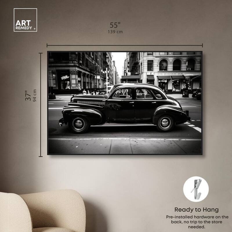 Vintage Car in New York Canvas by Art Remedy