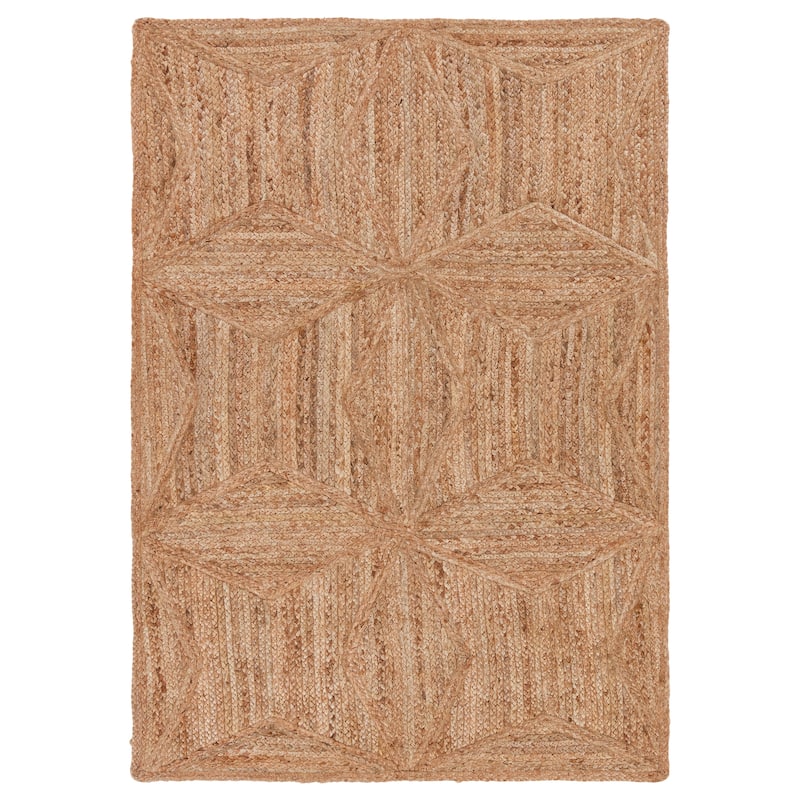 Bancroft Beige Natural Jute Geometric Area Rug - 4' x 6' - Beige - Runner/Rectangle