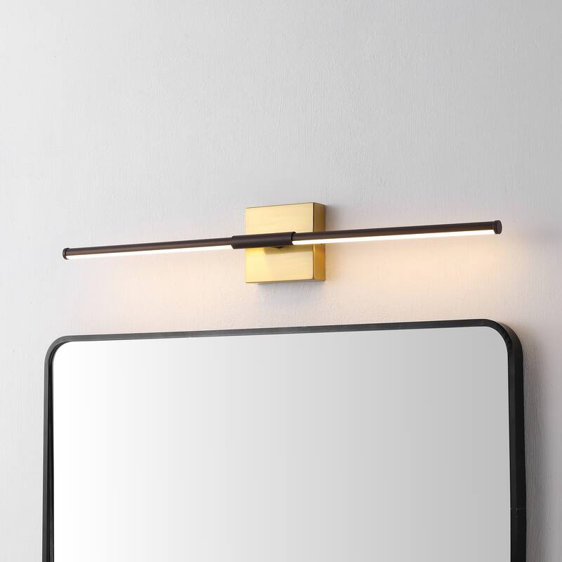28" Dimmable Integrated LED Metal Wall Sconce, by JONATHAN Y - 28.00" - Oil Rubbed Bronze/Brass Gold