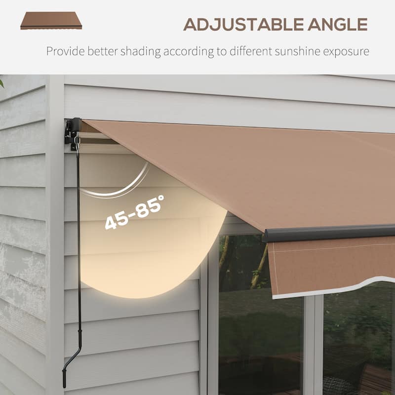 Outsunny 12' x 10' Retractable Awning, Patio Awning Sunshade Shelter with Manual Crank Handle, 280gsm UV Resistant Fabric