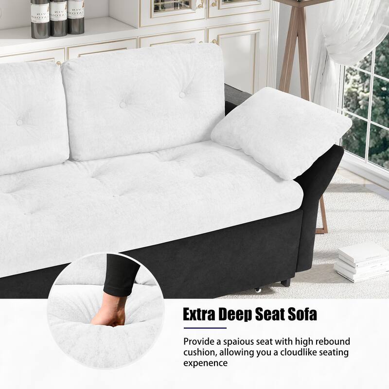 3-in-1 Convertible Sleeper Couch, chenille Loveseat Sofa