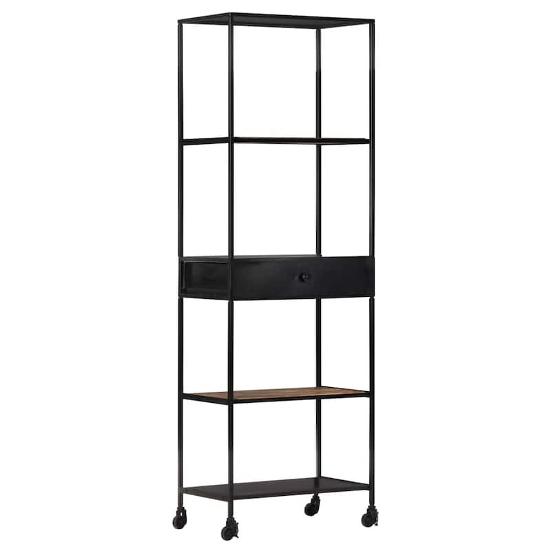 vidaXL Book Cabinet 23.6"x13.8"x70.9" Rough Mango Wood & Iron