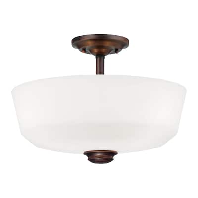 Millennium Lighting Cimmaron 2 Light Semi-Flush Ceiling Mount with Frosted Glass Shade