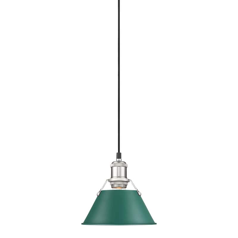 Golden Lighting Orwell Single Light 7-1/2" Wide Mini Pendant in Pewter - Pewter / Pine Green Shades