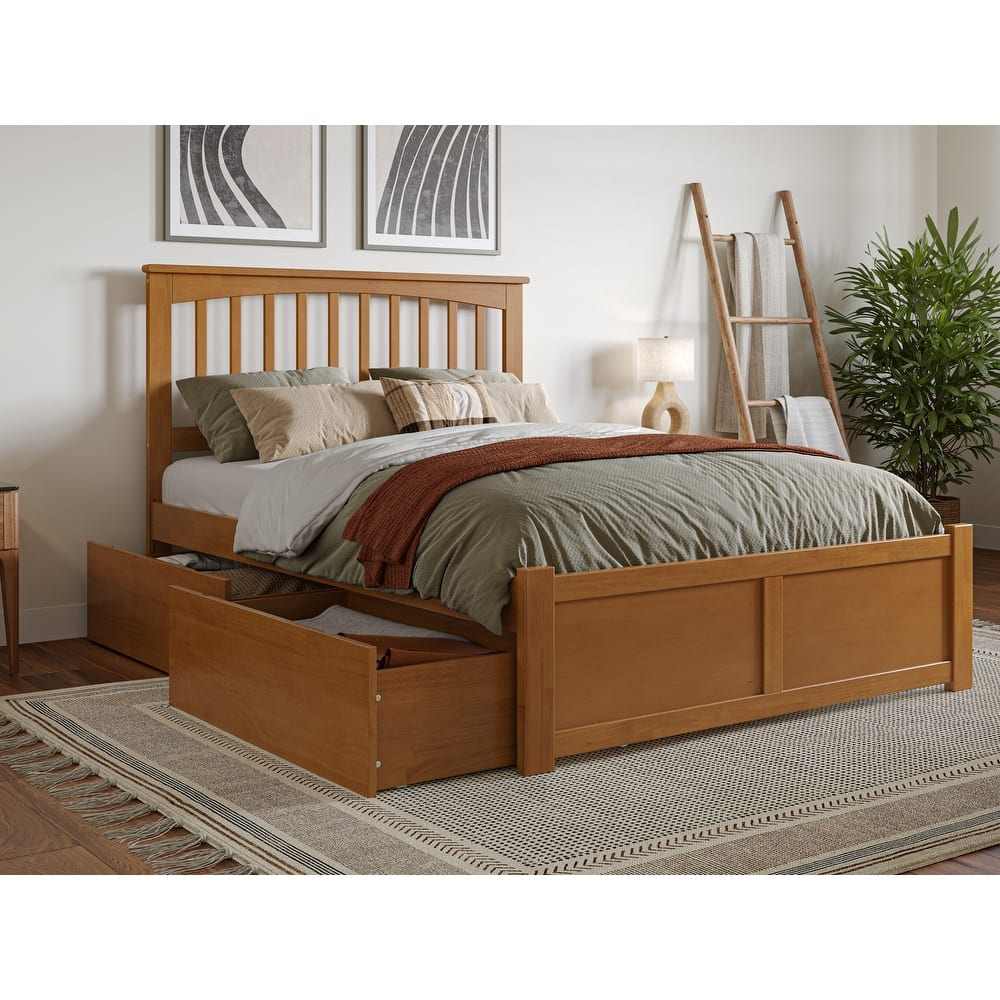 Mission Platform Bed with Footboard and Storage Drawers