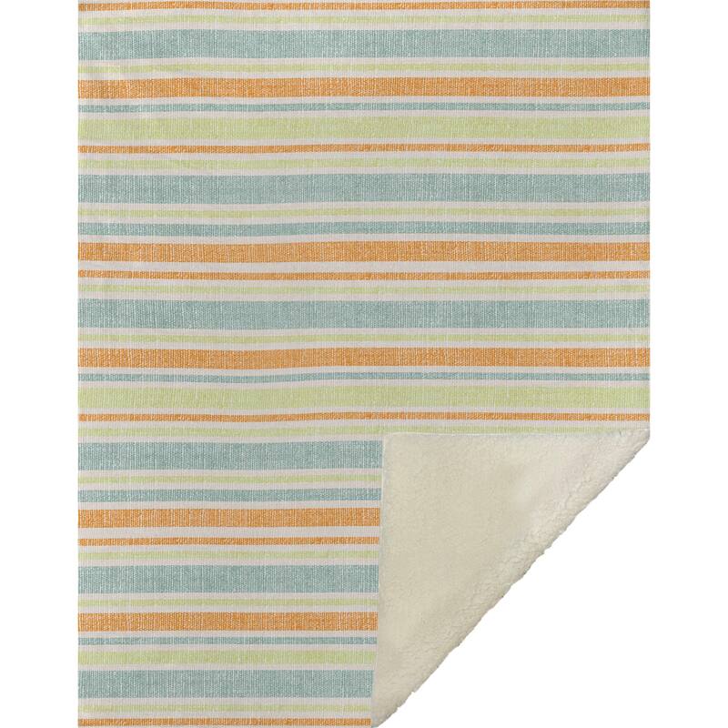 Premium Machine Washable Modern Stripe Sherpa Throw Blanket