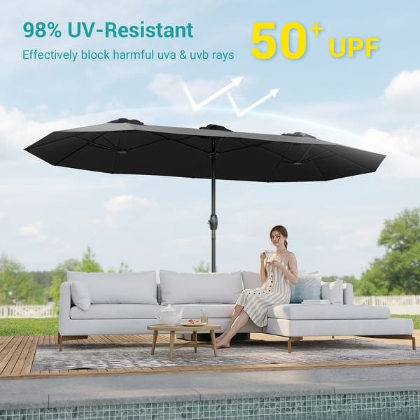 block for patio umbrella PURPLE LEAF 10' X 13' Offset Outoor Umbrella Turquoise Blue Crafted from OEKO Sonkuki 8.2 ft. x 8.2
