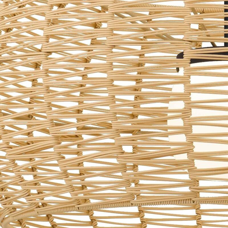 HomeRoots Natural And Black Rattan And Metal LED Dimmable Outdoor Hanging Pendent Light - 32.00' X '16.00' X '32.00