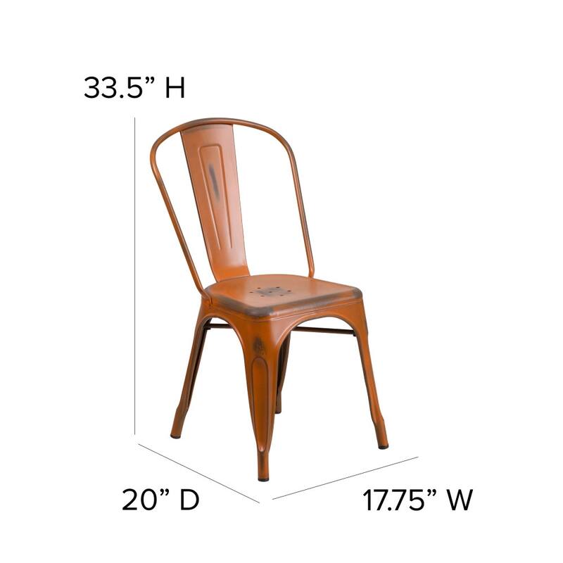 Distressed Metal Indoor/ Outdoor Stackable Chair