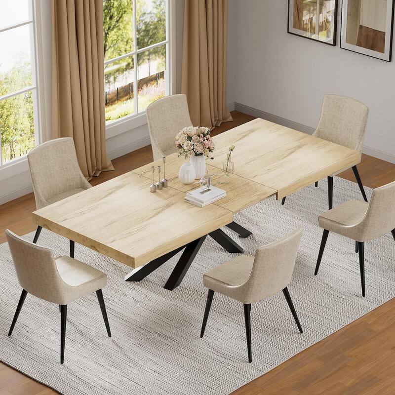 63"-79" Extendable Dining Room Table for 6 8, Modern Kitchen Table