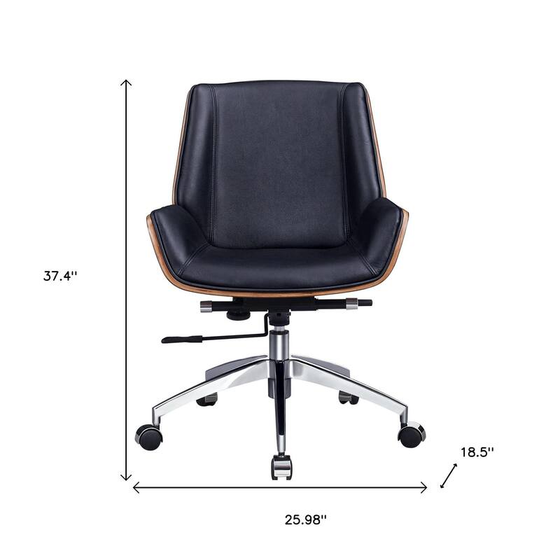 Black Rosewood and Silver Adjustable Height Swivel Rolling Conference Office Chair