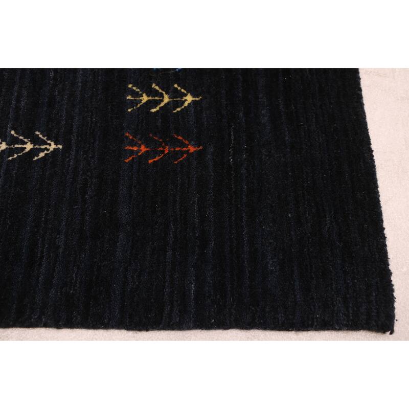 ECARPETGALLERY Hand Loomed Kashkuli Gabbeh Dark Navy Wool Rug - 5'0 x 8'0