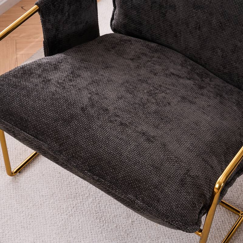 Upholstered Hanging Armchair with Arm PocketsMetal Frame, Gold-Plated Craftsmanship,2 Chairs in 1 Box