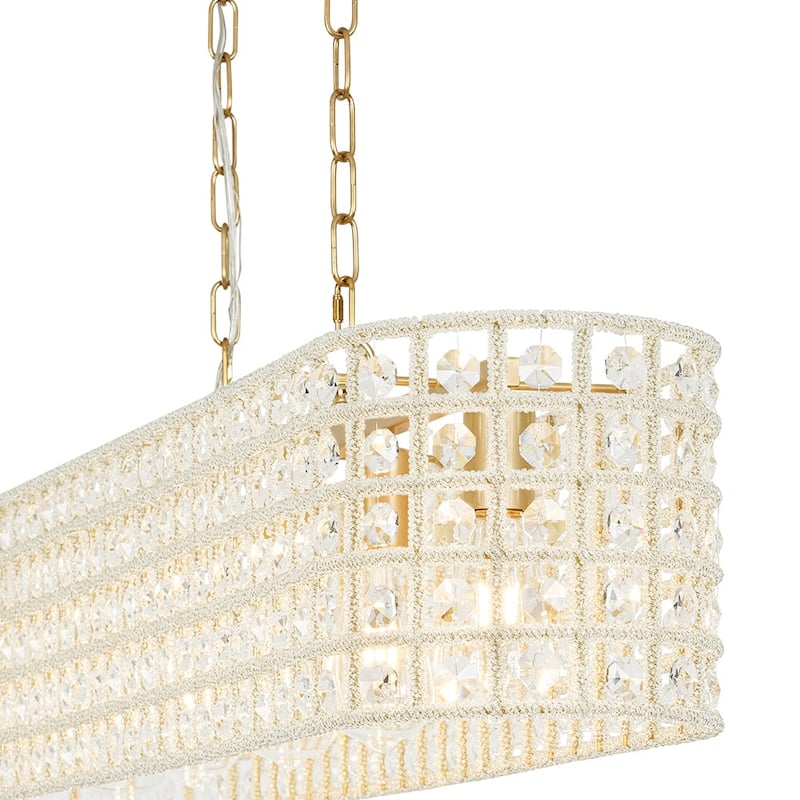 Glam 5-Light Shine Crystal Oval Cage Island Pendant Chandelier 41.7in