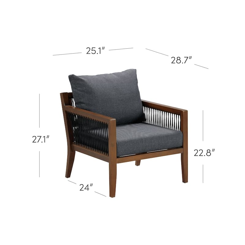Freya Bohemian Wooden Armchair, Outdoor Patio Chair, Solid Acacia Wood Frame