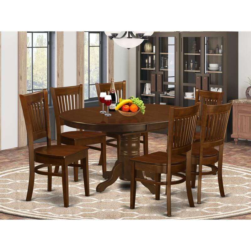 East West Furniture 7 Piece Kitchen Table Set- an Oval Dining Room Table and 6 Kitchen Chairs, Espresso (Seat Options) - KEVA7-ESP-W