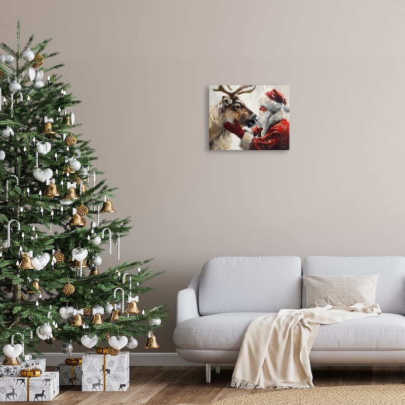 Stupell Traditional Santa & Reindeer Canvas Wall Art Design By Arlington Prints