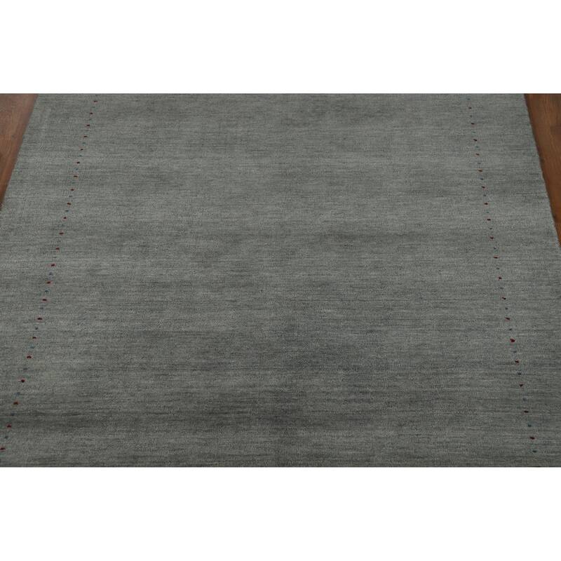 Gray Tribal Gabbeh Indian Area Rug Handmade Wool Carpet - 5'5" x 7'9"