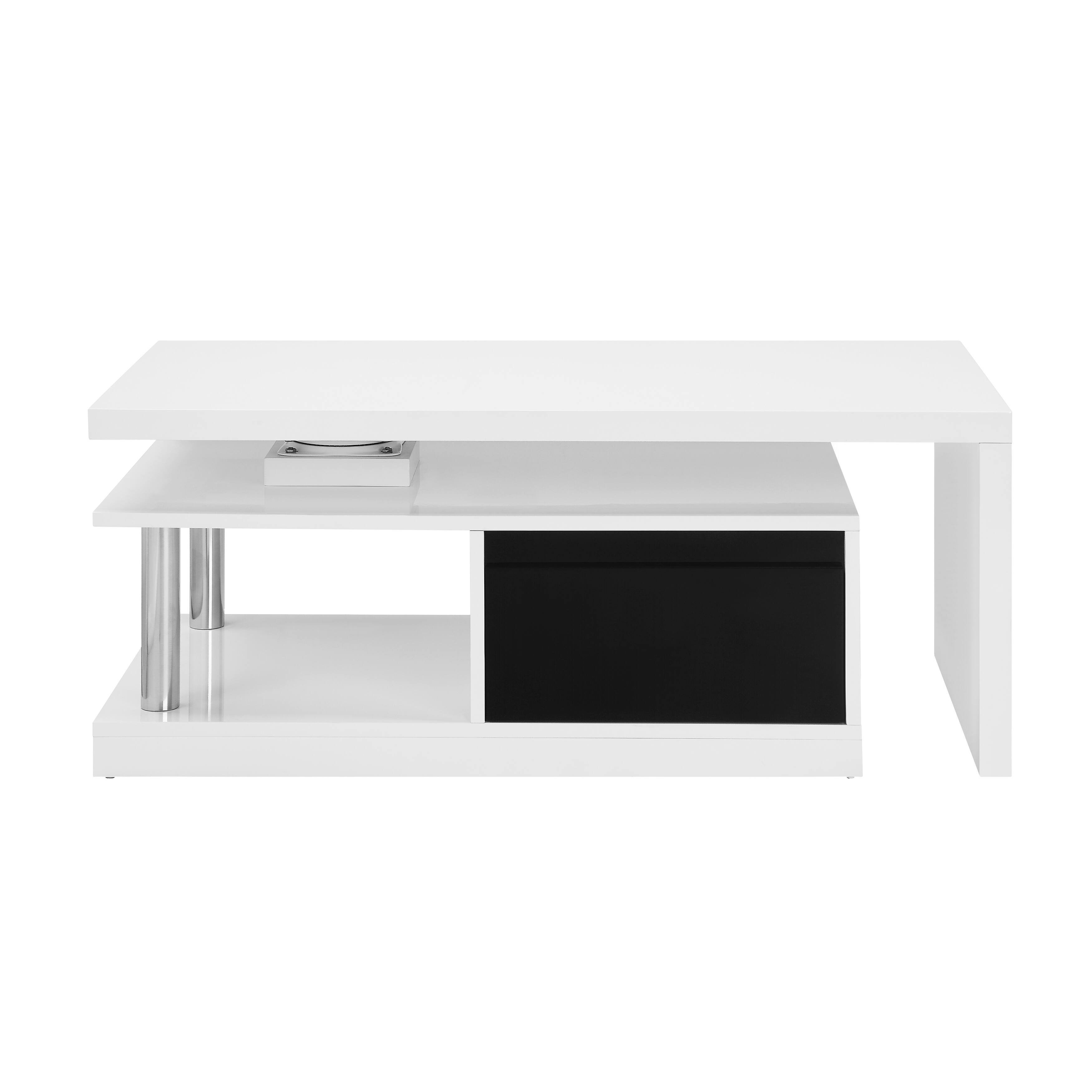 Coffee Table W/Swivel Top In White & Black High Gloss Finish，coffee