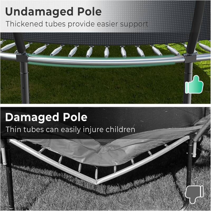 10FT/12FT Upgrade Outdoor Trampoline for Kids and Adults, Pumpkin Trampolines with Curved Poles