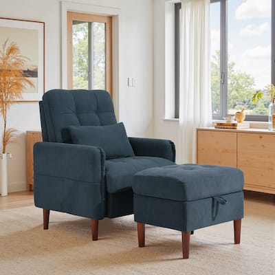 Modern Lounge Chair With Stroage Ottoman and Adjustable Backrest