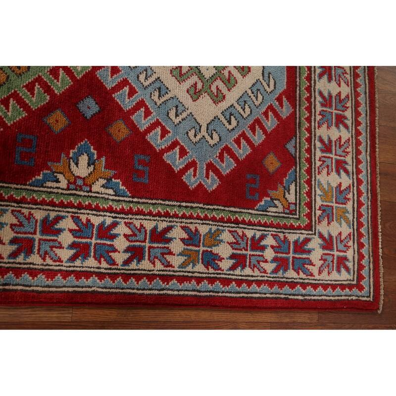 Kazak Oriental Accent Rug Handmade Traditional Foyer Wool Carpet - 3'2" x 5'1"
