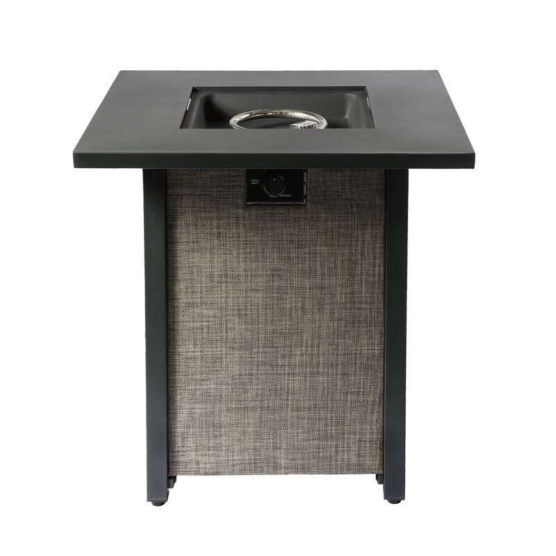 Teamson Home Outdoor 28" Propane Gas Fire Pit with Woven Textilene Base, Beige
