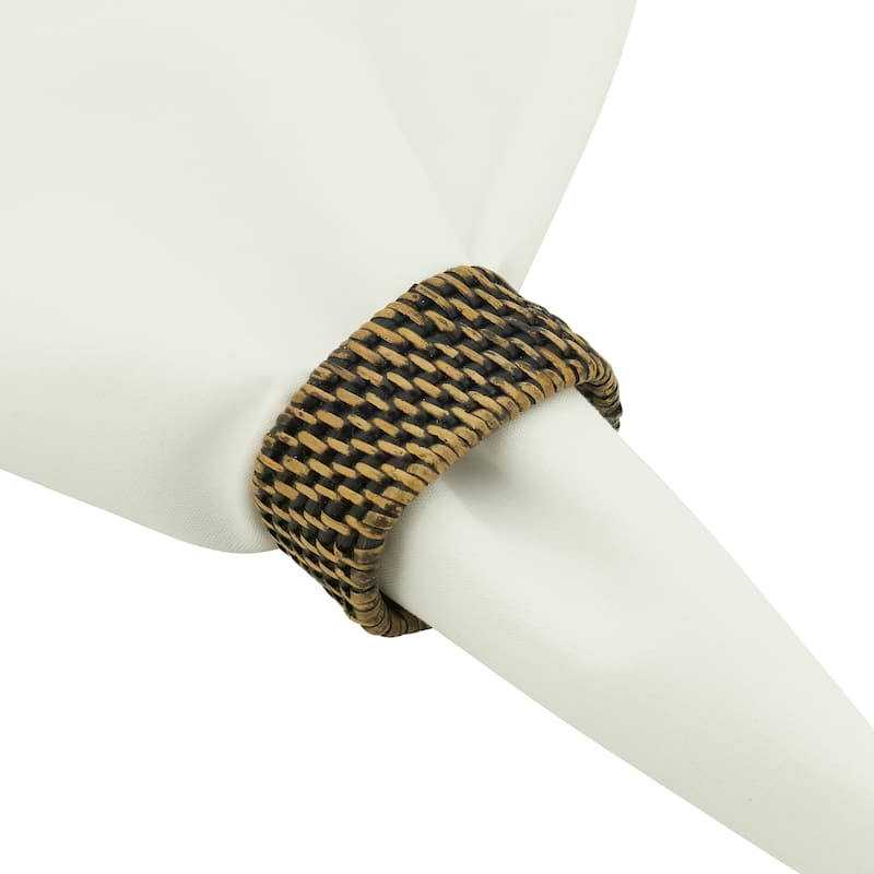 Woven Design Rattan Napkin Rings (Set of 4)