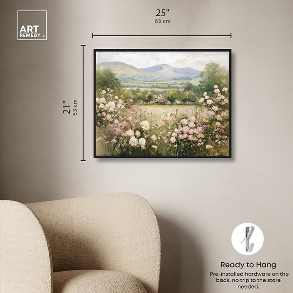 dimension image slide 3 of 16, Valley in Bloom Farmhouse Art Framed Canvas Print by Art Remedy