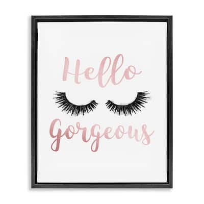 Stupell Hello Gorgeous Black Eyelashes Typography Floater Frame - White