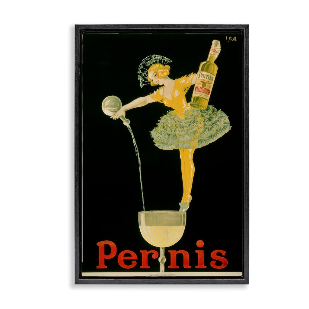 Stupell Vintage Pernis Wine Pour Framed Floater Canvas Wall Art Design By Marcus Jules
