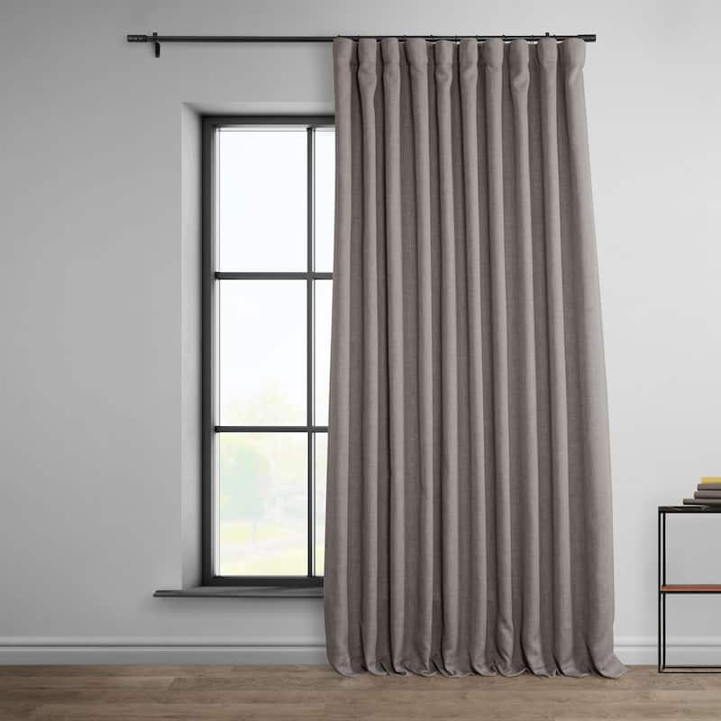 Exclusive Fabrics Faux Linen Extra Wide Room Darkening Curtains Panel - Versatile Privacy Drapery for Wide Windows (1 Panel) - 100 X 108 - Mink