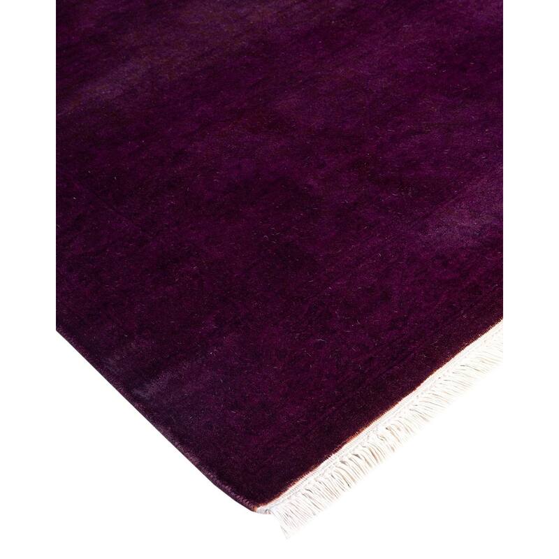 Overton Hand Knotted Wool Vintage Inspired Modern Contemporary Overdyed Purple Runner Rug - 2' 7" x 24' 1"