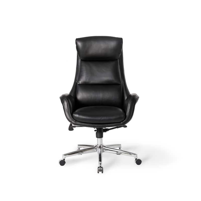 Glitzhome 48-inch Mid-century Adjustable Swivel Faux Leather Office Chair