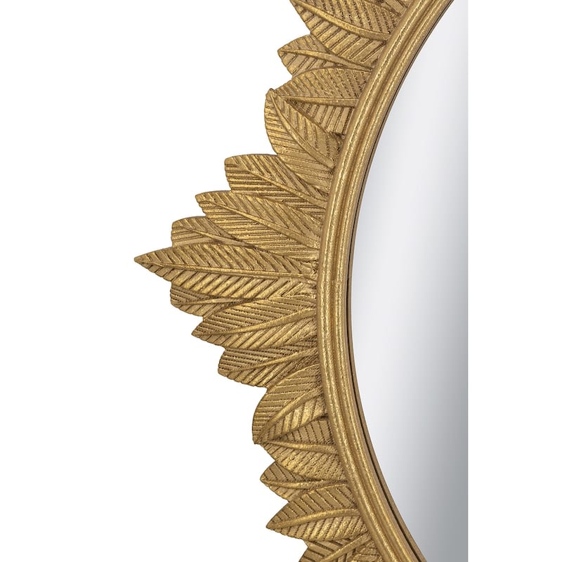 35.5"x 31.5" Round MDF Wall Mirror with Ornate Gold Frame