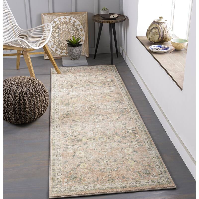 Livabliss Erin Updated Traditional Floral & Botanical Area Rug - 2' 7" x 7' 7" - Pale Pink