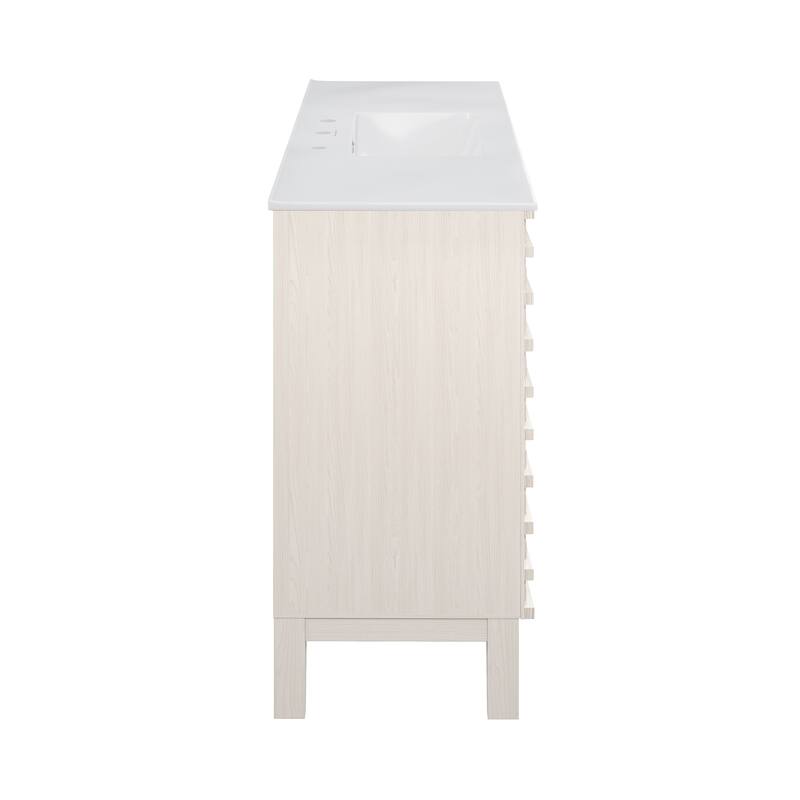 Cascade 48" Freestanding Bathroom Vanity In White Oak With 3-Hole Widespread Sink Top - 48